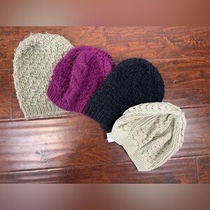 4 Knitted Colorful Knitted Beanie Set